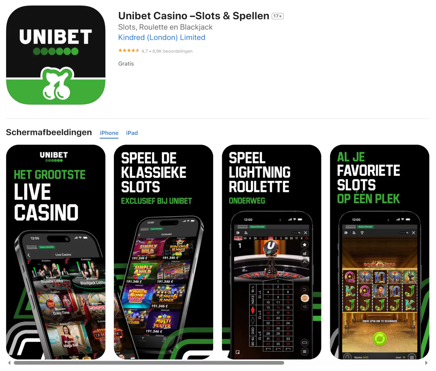 Unibet Casino app slots & spellen
