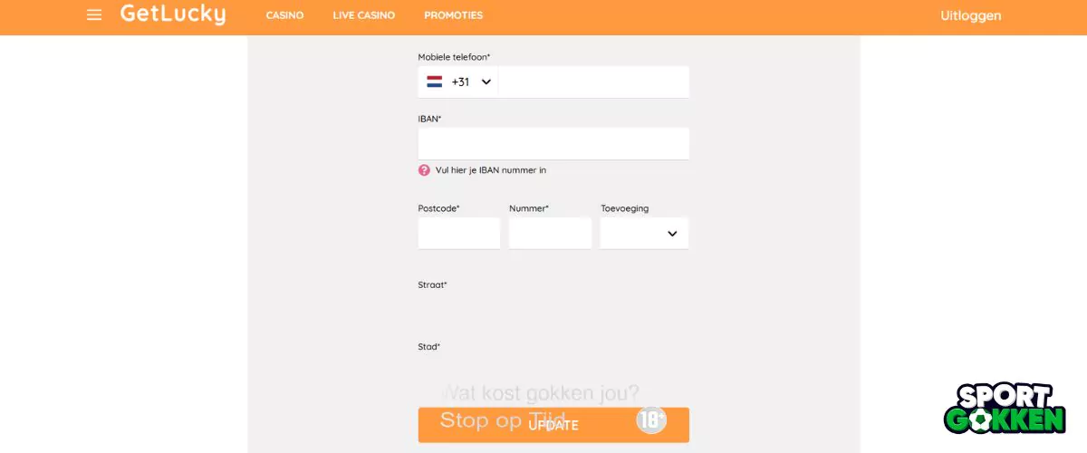 persoonlijke gegevens aanvullen iban adres