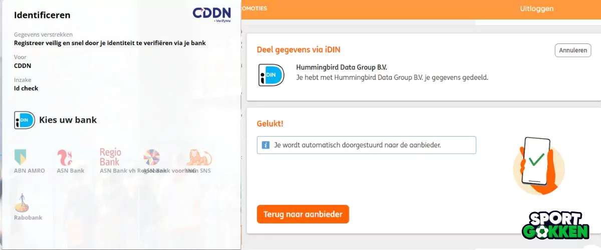 idin registratie getlucky account