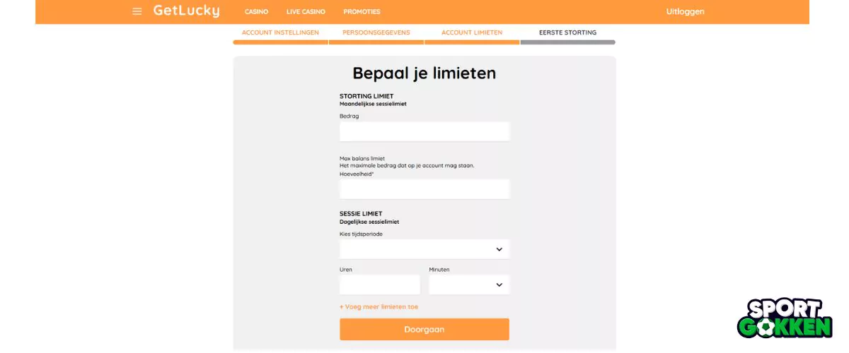 registratie get lucky limieten